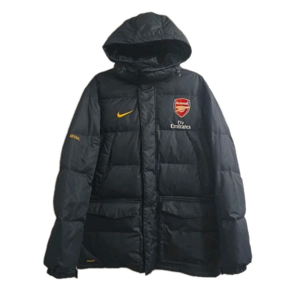 Nike Fit Arsenal Nylon Down Dark Grey Jacket Size M Football Soccer FLY EMIRATES
